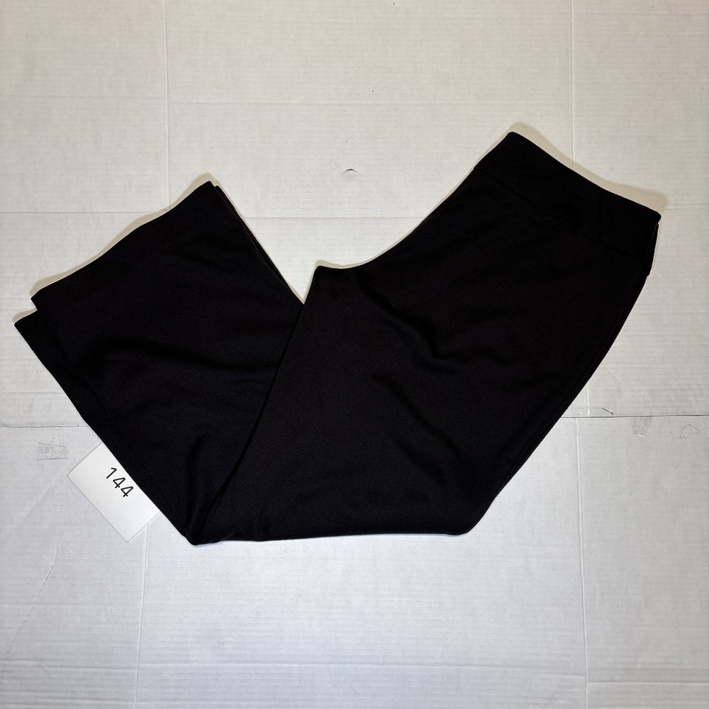 New York & Company Chill Black Pull On Wide Leg Stretch Pants Womens L Petite